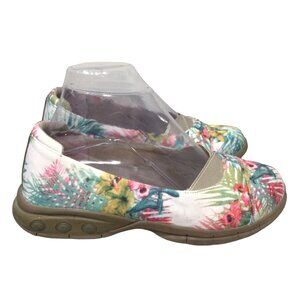 THERAFIT Floral Print Slip On Comfort Shoes 36 6.5 7 Fabric Non-Slip Flats